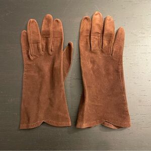 Vintage 1950s/1960s Faux Suede Brown Gloves Women’s Ladies Small Size
